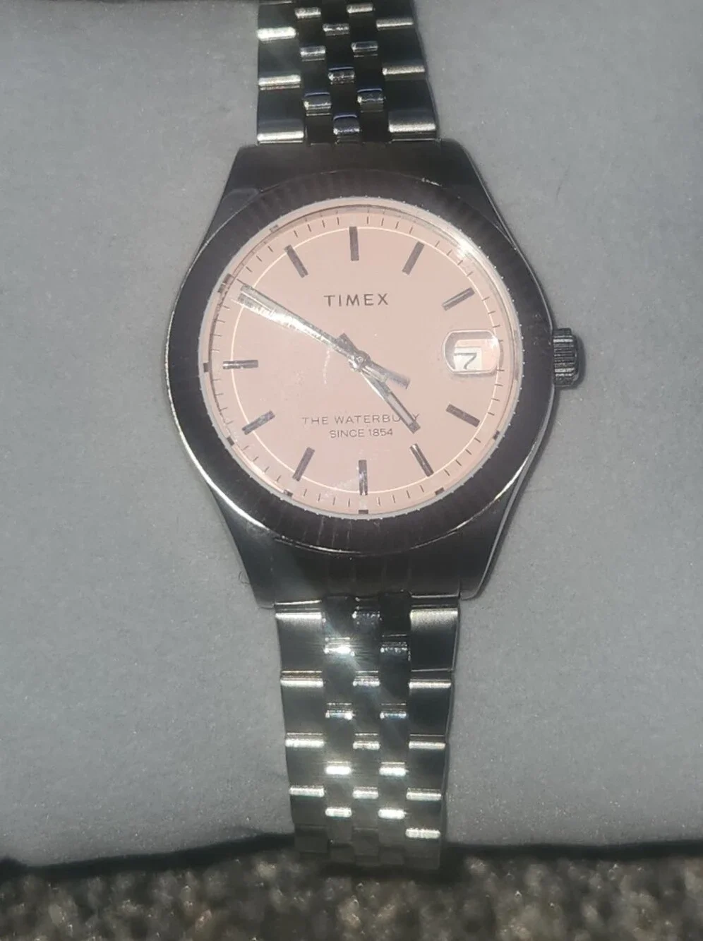 Timex Women's Silver Bracelet Watch with Pink Dial NEW